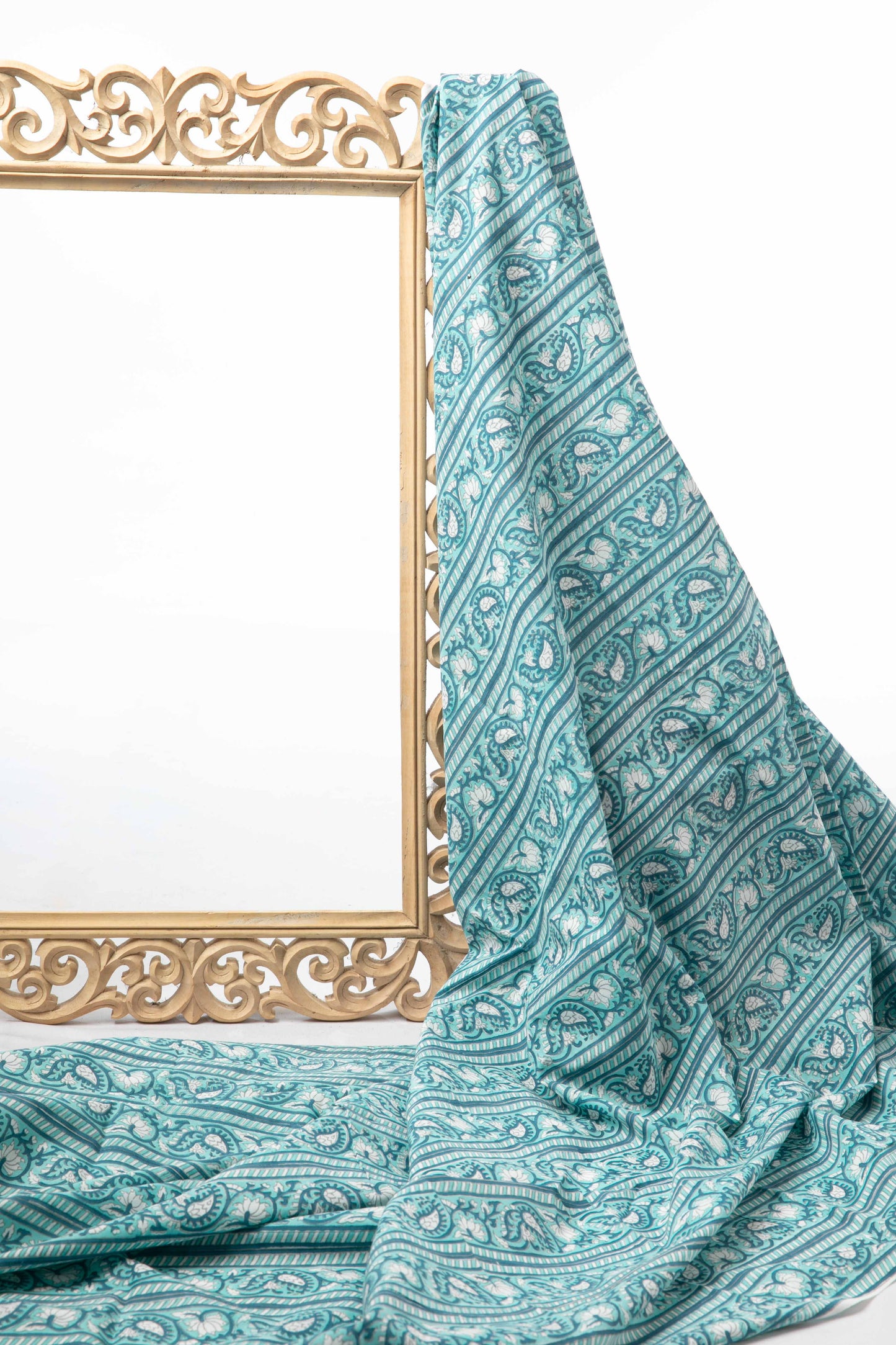 Siyahi - Teal Harmony – Sanganeri Block Print Fabric