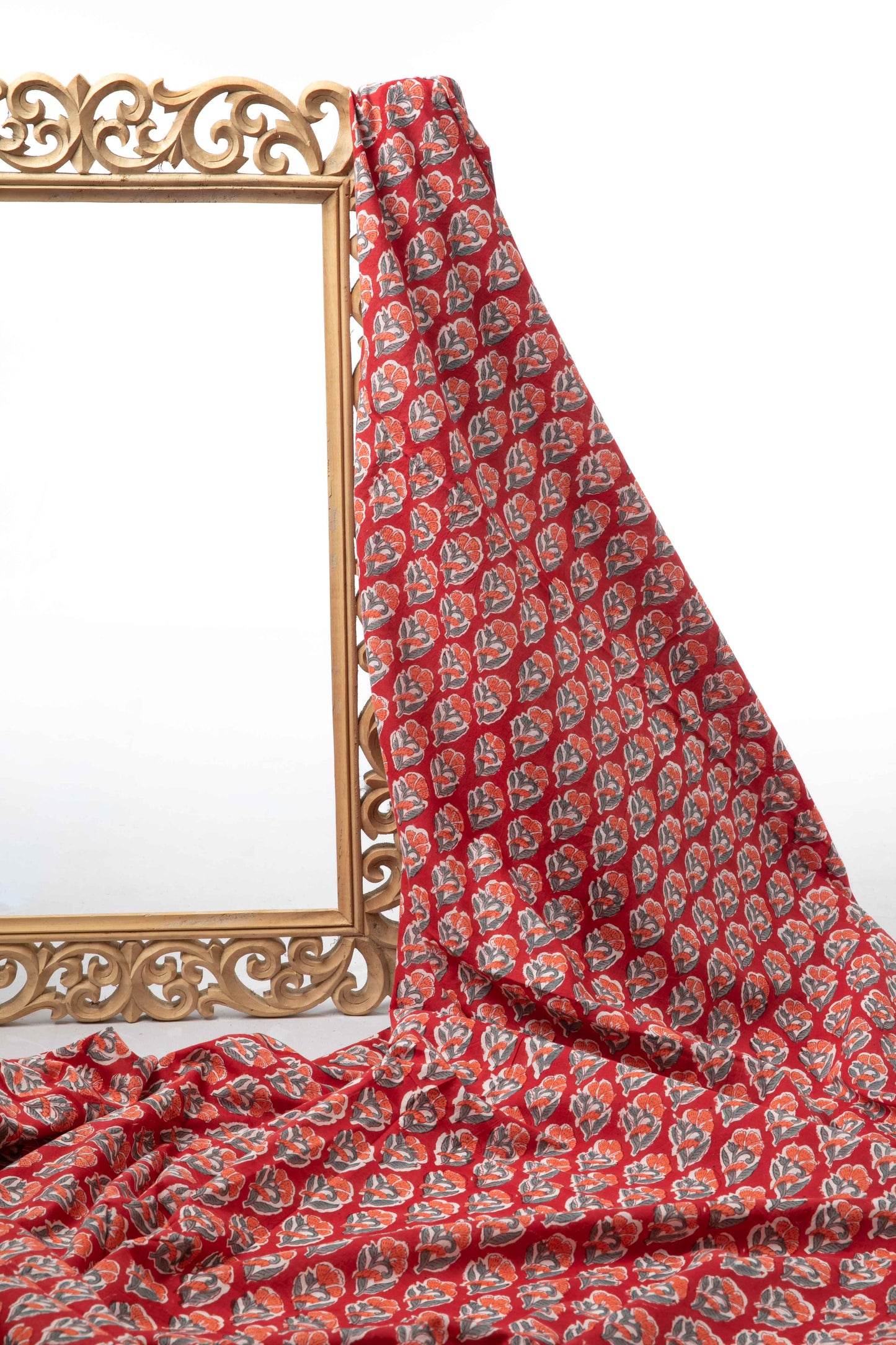 Siyahi - Heritage Bloom – Handprinted Sanganeri Cotton Fabric