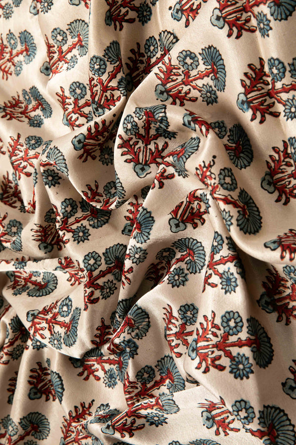 Ushraa - Elegant Ajrakh Mashru Fabric – Timeless Heritage in Silk & Cotton-Rutambhara-RUTAMBHARA