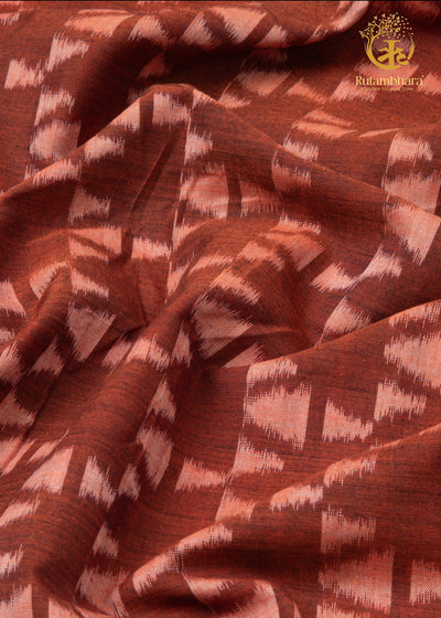 Krasha - Terracotta Rust & Blush Pink Handwoven Ikat Fabric - 2.5 m