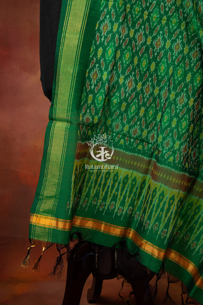 Bhadra - Emerald Ikat Silk Cotton Dupatta