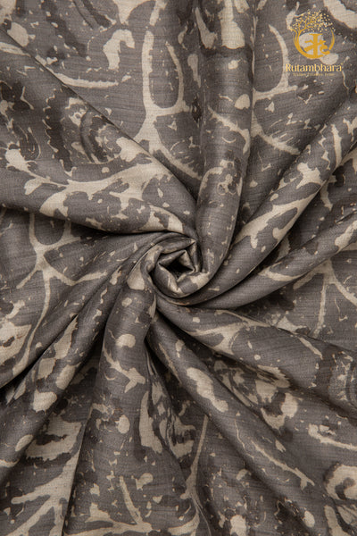 Ushraa - Weathered Blooms Ajrakh Silk Fabric - 2.5m