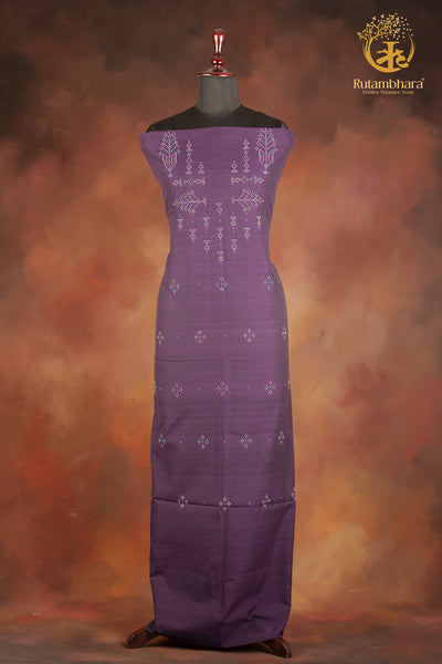 NUKTAA - RICH VIOLET HANDWOVEN TANGALIYA COTTON KURTA FABRIC