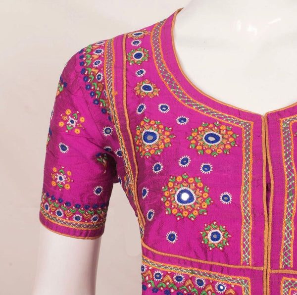 Hand Embroidered Pure Silk Crop Top-Rutambhara-RUTAMBHARA