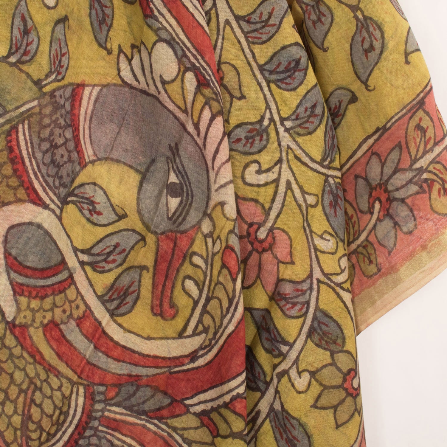 Hand Painted Pen Kalamkari Chanderi Dupatta