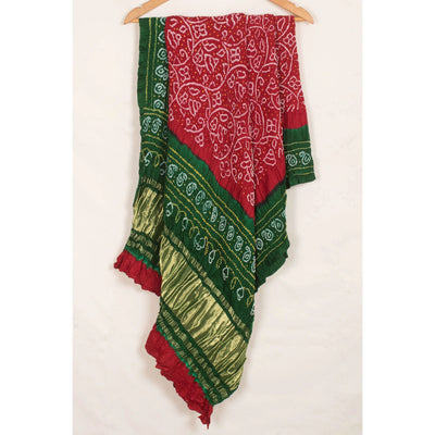 Handcrafted Bandhani Gajji Silk Dupatta-Rutambhara-RUTAMBHARA