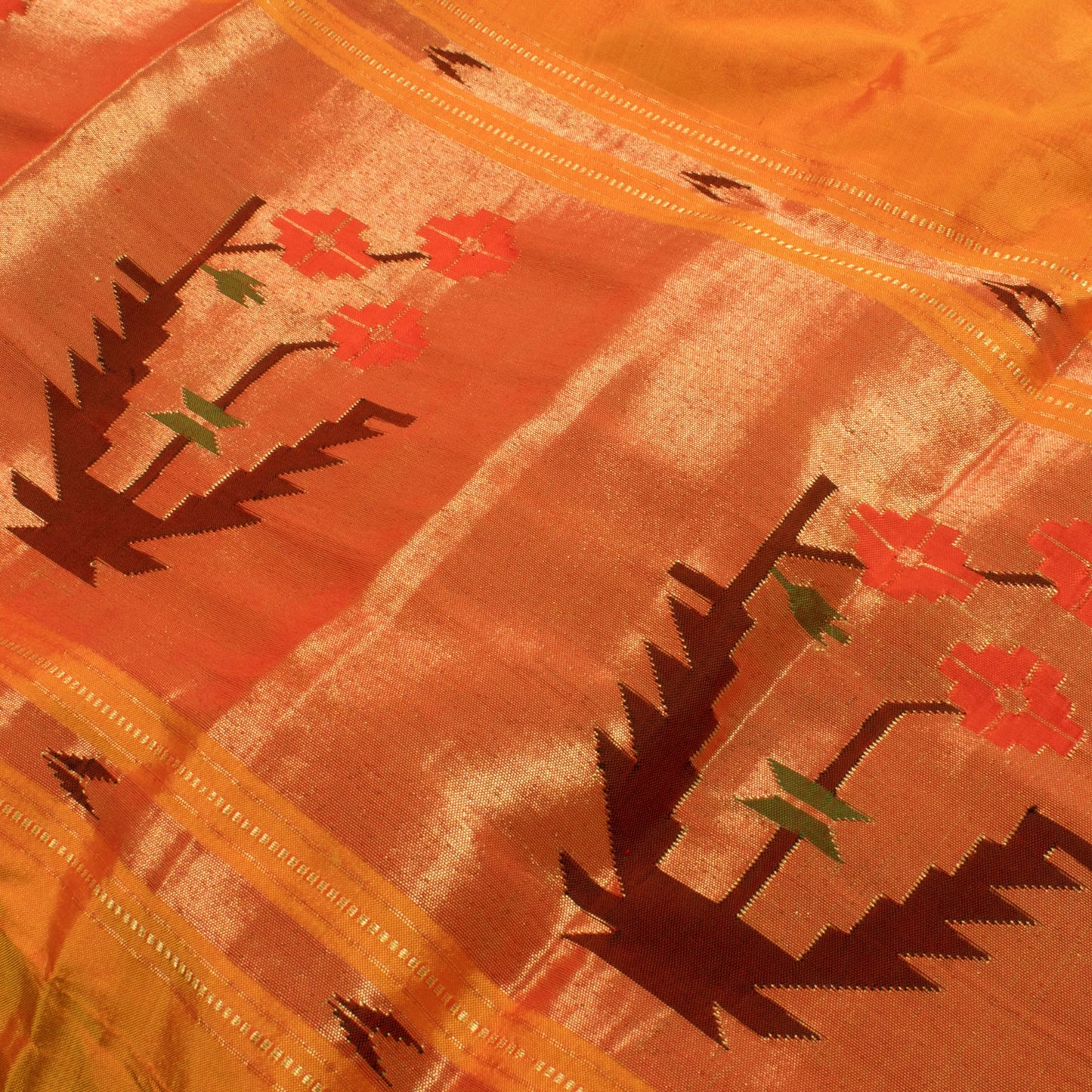 Handwoven Paithani Asawali Silk Dupatta