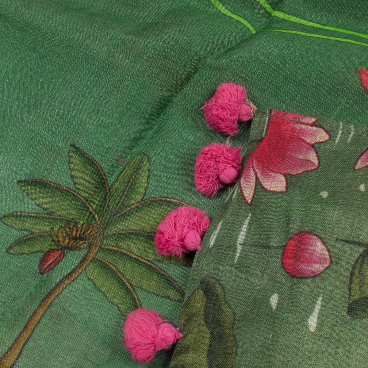 Pichwai Printed Tussar Linen Dupatta