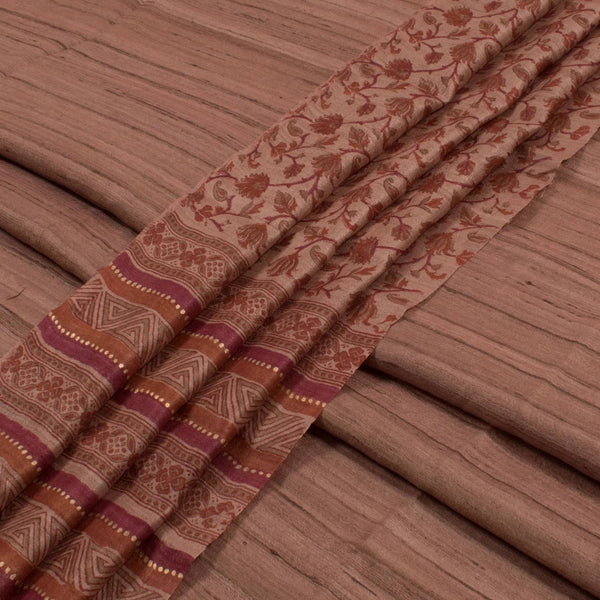 Hand Block Printed Geecha Silk Salwar Suit Material-Rutambhara-RUTAMBHARA