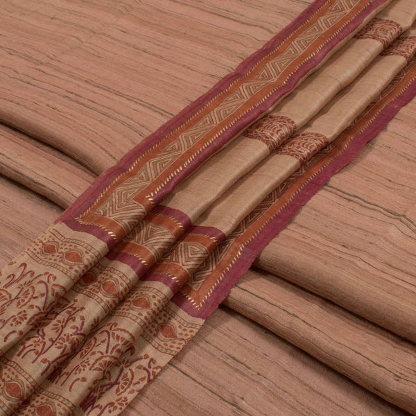 Hand Block Printed Geecha Silk Salwar Suit Material-Rutambhara-RUTAMBHARA