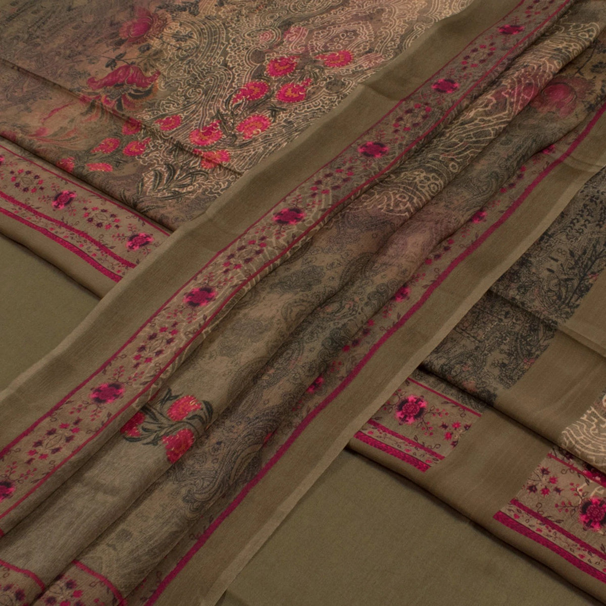 Screen Printed Crepe Silk Salwar Suit Material