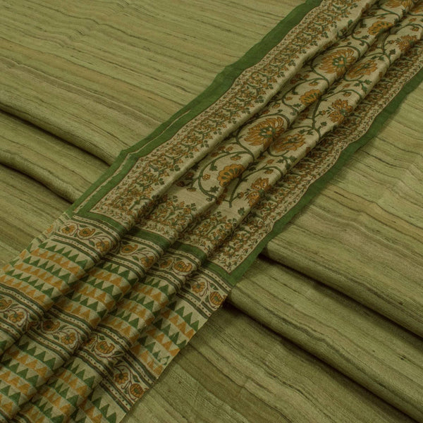 Hand Block Printed Geecha Silk Salwar Suit Material-Rutambhara-RUTAMBHARA