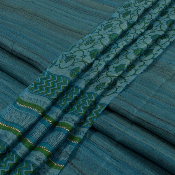Hand Block Printed Geecha Silk Salwar Suit Material-Rutambhara-RUTAMBHARA