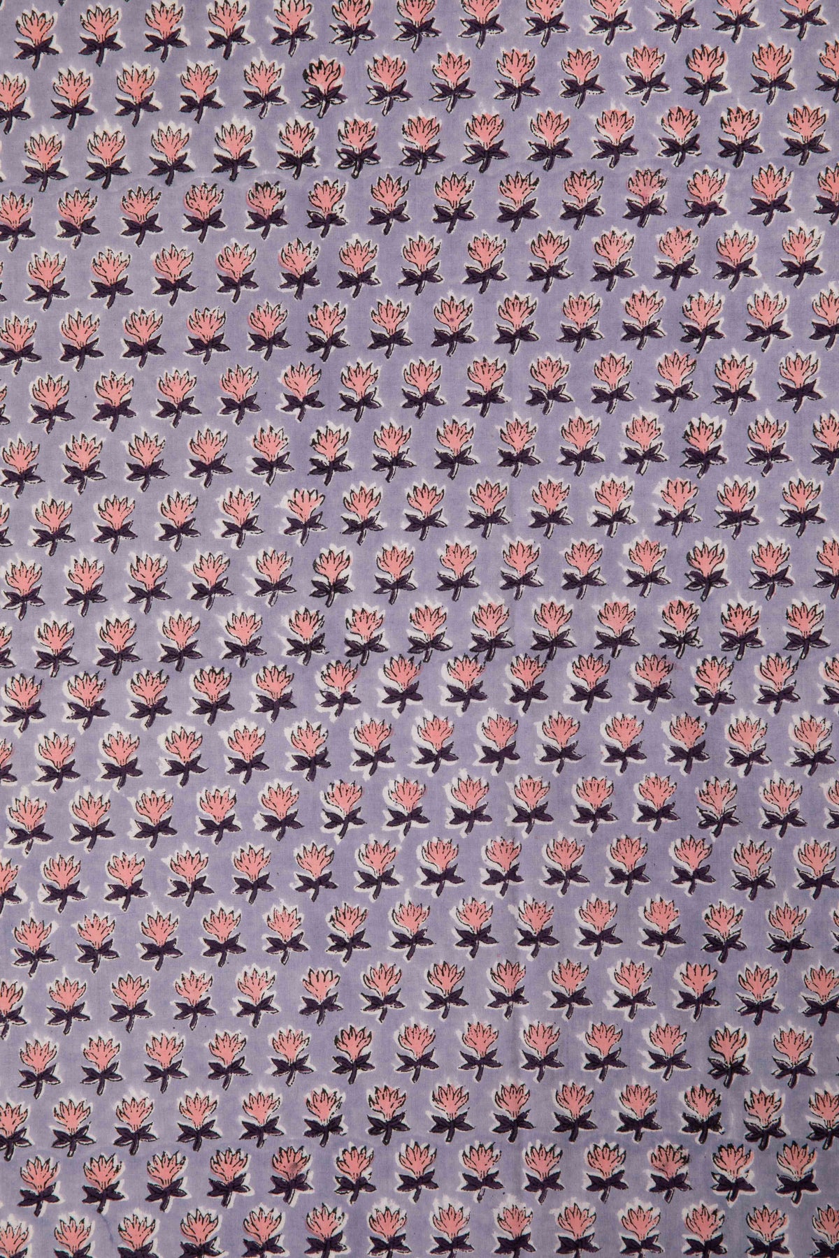 Siyahi - Soft Lavender With Lotus Motif Cotton Fabric