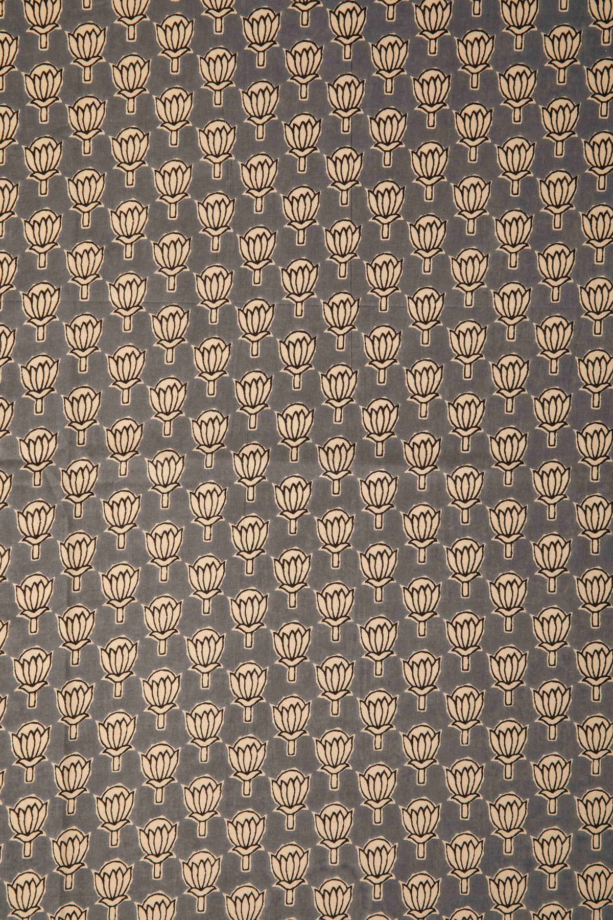 Siyahi - Handcrafted Sanganeri Lotus Motif Print Fabric