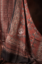 Ushraa - Dusty Madder Rose Ajrakh Tussar Silk Suit Set