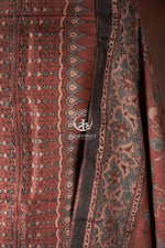 Ushraa - Dusty Madder Rose Ajrakh Tussar Silk Suit Set