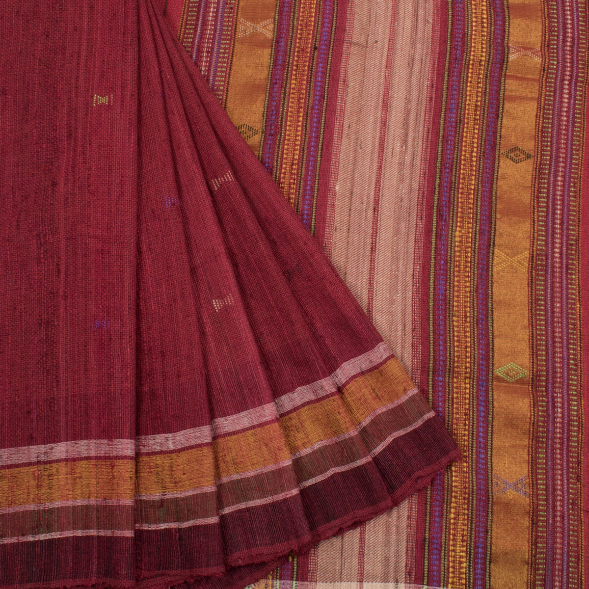 Handwoven Kutchi Weave Tussar Cotton Saree