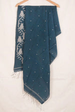 Handwoven Jamdani Cotton Dupatta-Rutambhara-RUTAMBHARA