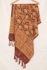 Vegetable Printed Natural Dye Silk Dupatta-Rutambhara-RUTAMBHARA