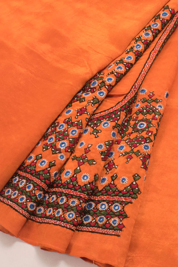 Mirror Embroidered Mashru Blouse Material-Rutambhara-RUTAMBHARA
