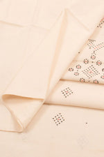 Off White Tangaliya Cotton Kurta Material-Rutambhara-RUTAMBHARA