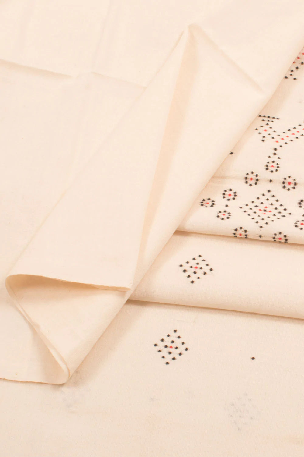 Off White Tangaliya Cotton Kurta Material-Rutambhara-RUTAMBHARA