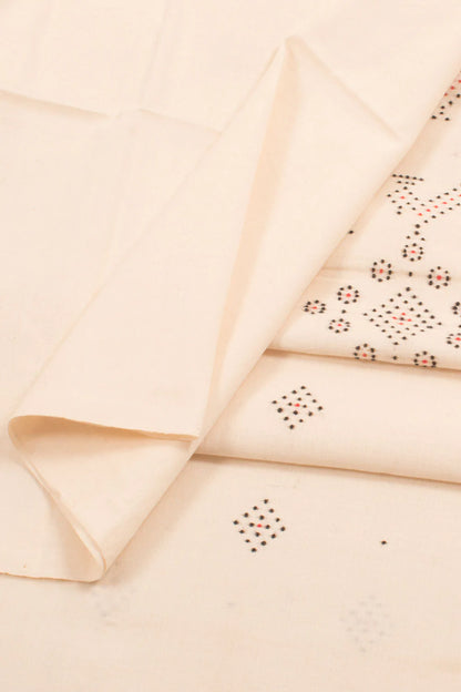 Off White Tangaliya Cotton Kurta Material-Rutambhara-RUTAMBHARA