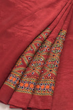 Mirror Embroidered Mashru Blouse Material-Rutambhara-RUTAMBHARA