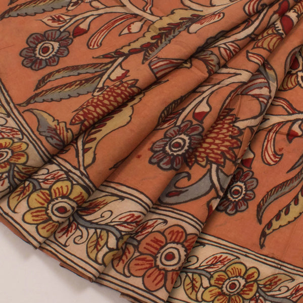 Hand Painted Pen Kalamkari Cotton Blouse Material-Rutambhara-RUTAMBHARA