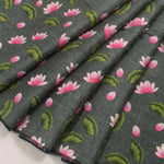 Pichwai Printed Raw Silk Blouse Material-Rutambhara-RUTAMBHARA