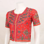 Hand Embroidered Raw Silk Crop Top-Rutambhara-RUTAMBHARA