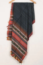 Handwoven Kutchi Weave Tussar Cotton Dupatta-Rutambhara-RUTAMBHARA
