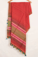 Handwoven Kutchi Weave Tussar Cotton Dupatta-Rutambhara-RUTAMBHARA