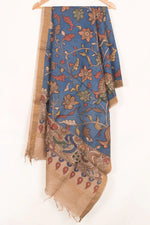 Hand Painted Pen Kalamkari Tussar Silk Dupatta-Rutambhara-RUTAMBHARA