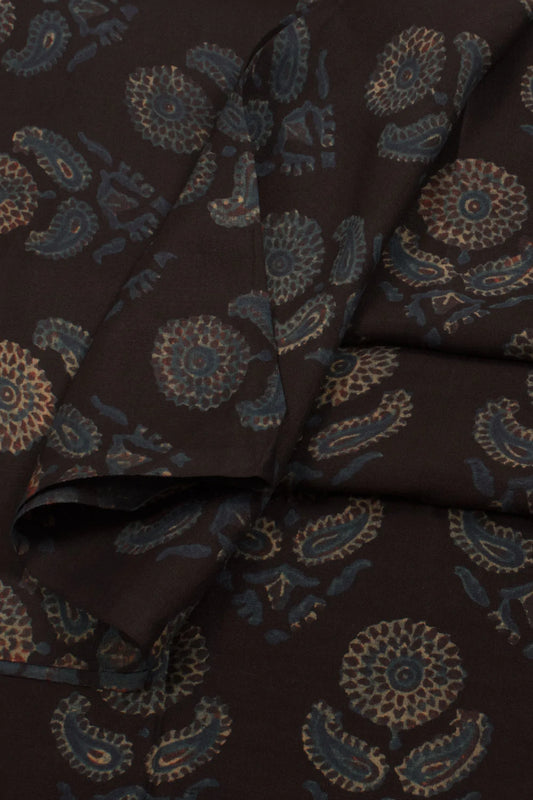 Ajrakh Printed Natural Dye Mulberry Silk Kurta Material