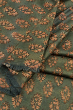 SIYAHI - GREEN HAND BLOCK PRINTED GAJJI SILK KURTA MATERIAL-Rutambhara-RUTAMBHARA