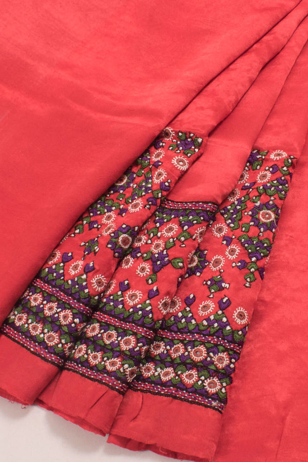 Red Mashru Silk Blouse Material-Rutambhara-RUTAMBHARA