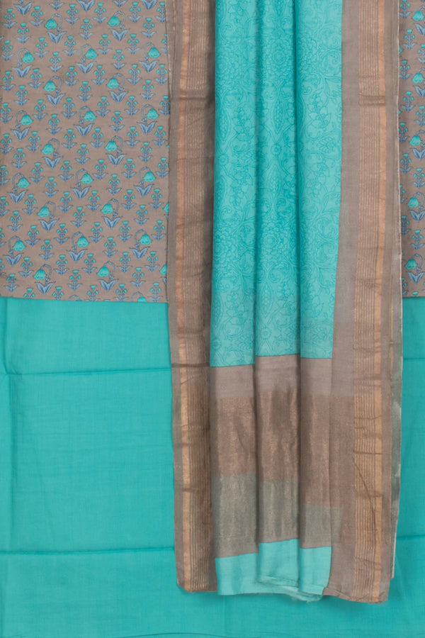 Hand Block Printed Silk Cotton 3-Piece Salwar Suit Material-Rutambhara-RUTAMBHARA