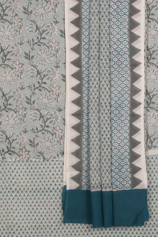 Hand Block Printed Mulmul Cotton 3-Piece Salwar Suit Material