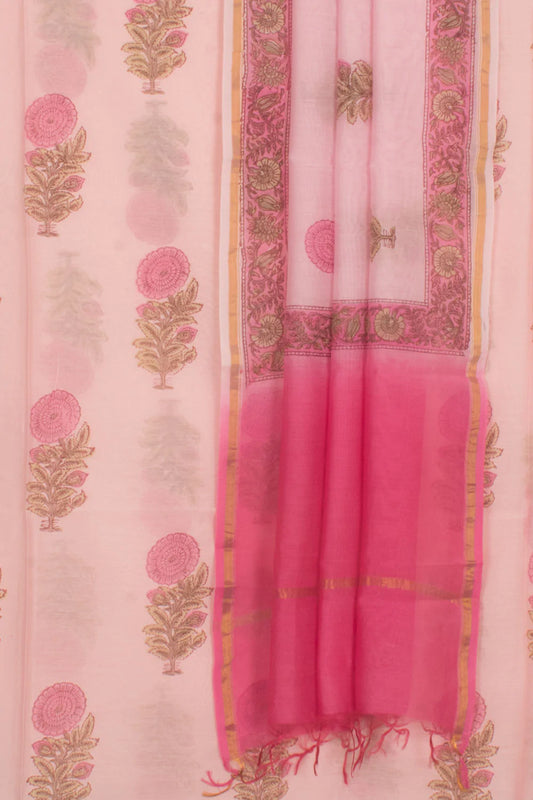 Hand Block Printed Chanderi Silk Cotton 2-Piece Salwar Suit Material