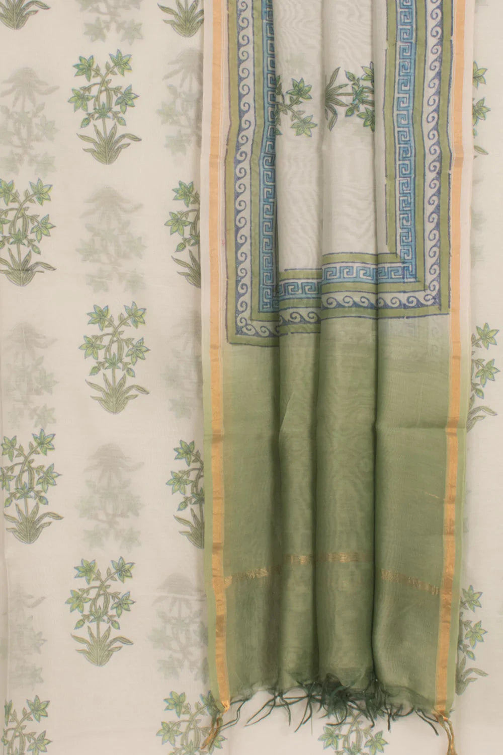 Hand Block Printed Chanderi 2-Piece Salwar Suit Material-Rutambhara-RUTAMBHARA