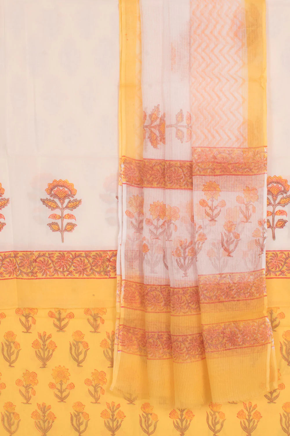 Hand Block Printed Cotton 3-Piece Salwar Suit Material-Rutambhara-RUTAMBHARA