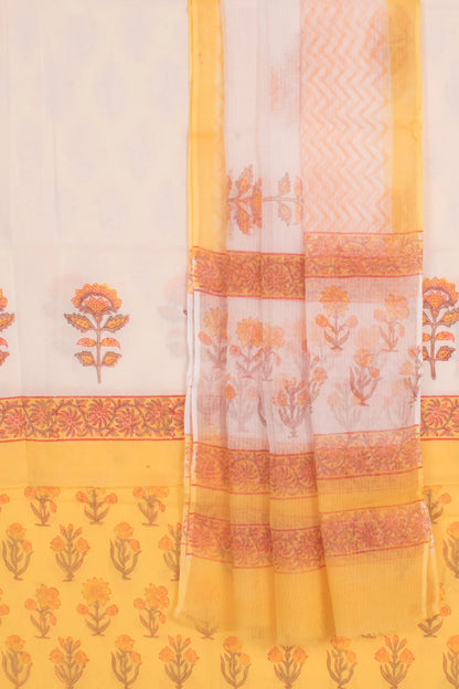 Hand Block Printed Cotton 3-Piece Salwar Suit Material-Rutambhara-RUTAMBHARA