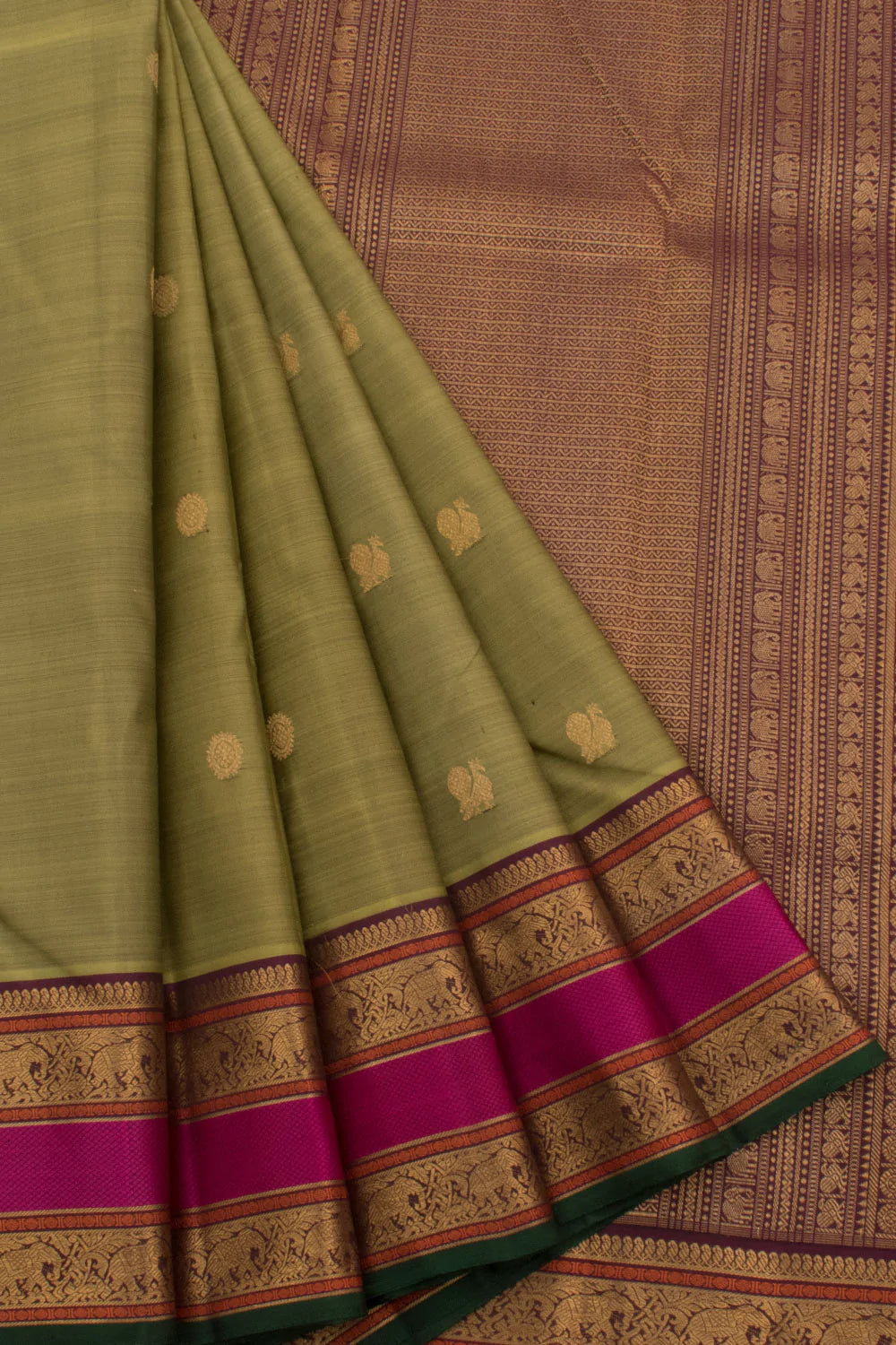 Eevara Pista Green Kancheevaram Heirloom Silk Saree