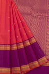 Eevara Orange Purple Kancheevaram Heirloom Silk Saree