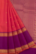 Eevara Orange Purple Kancheevaram Heirloom Silk Saree-Rutambhara-Pink-RUTAMBHARA