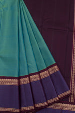 Eevara Aqua Blue Purple Kancheevaram Heirloom Silk Saree-Rutambhara-Green-RUTAMBHARA