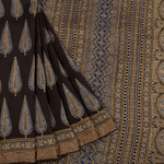 Ajrakh Printed Modal Cotton Saree-Rutambhara-RUTAMBHARA