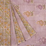 Purple Hand Block Printed Chanderi Silk Cotton Saree-Rutambhara-RUTAMBHARA